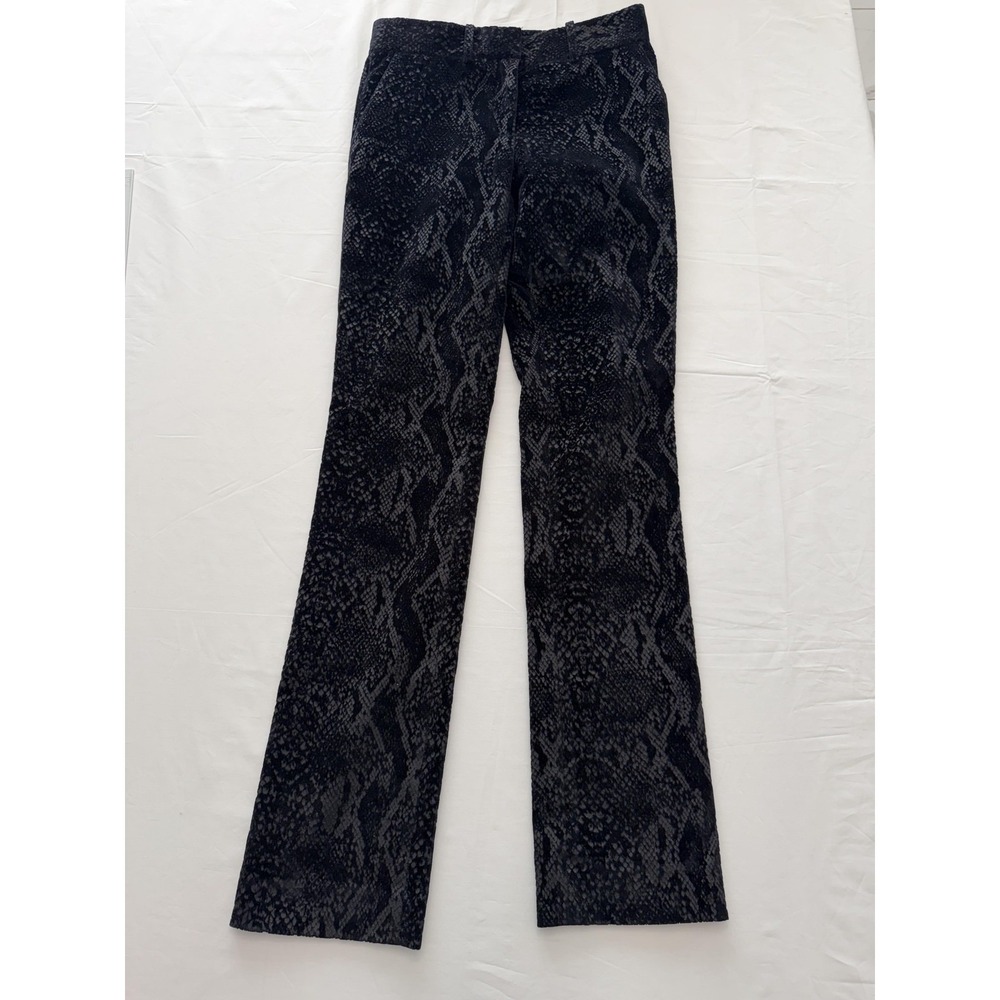 FRAME Dress‎ Pants Womens 0 Black Velvet Snake Print Straight Leg Stretch Party